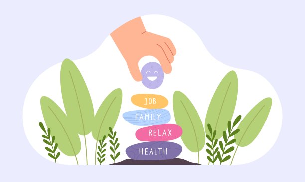 生活平衡概念用手堆砌卵石石块。健康、工作、放松、关系和谐。健康金字塔矢量禅宗符号图片下载