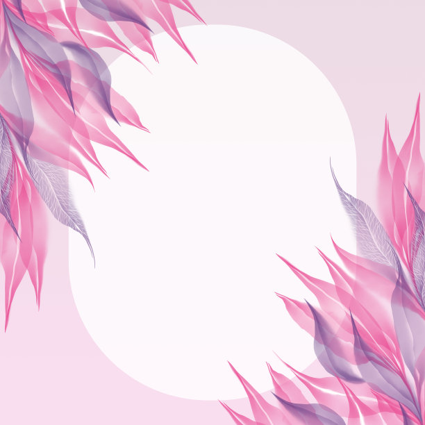 粉红色紫色紫色透明骨架叶框架边界组成孤立在白色背景水彩数字艺术图片下载