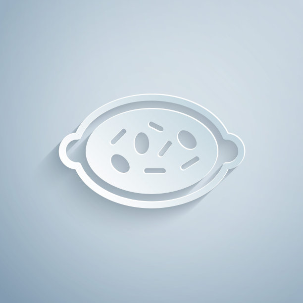 剪纸Kheer在一个碗图标孤立的灰色背景。传统的印度菜。纸艺术风格。向量图片下载