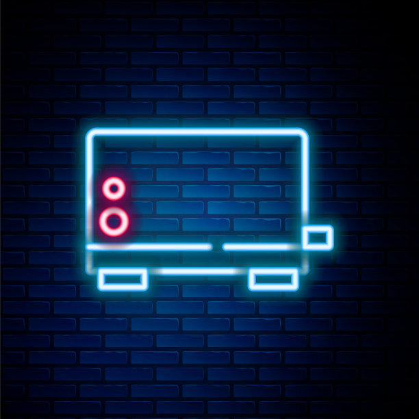 发光的霓虹灯线Toaster图标孤立在砖墙背景上。色彩斑斓的轮廓的概念。向量图片下载