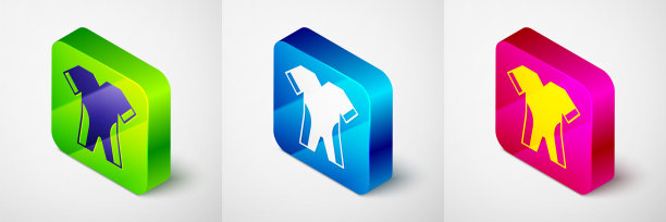 等距潜水服在灰色背景上孤立的潜水图标。在水下潜水设备。方形按钮。向量图片下载