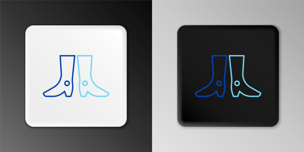 Line乌克兰国家鞋类图标孤立在灰色背景上。传统民族靴子。色彩斑斓的轮廓的概念。向量图片下载