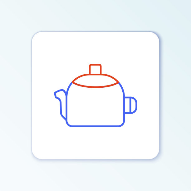 线水壶与手柄图标孤立在白色背景上。茶壶图标。色彩斑斓的轮廓的概念。向量图片下载