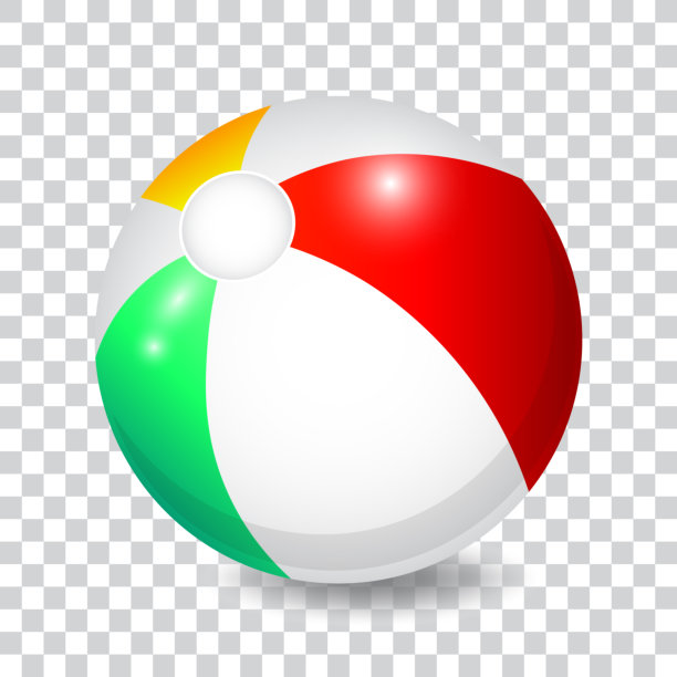 沙滩球，彩色和白色，孤立，矢量插图。图片下载