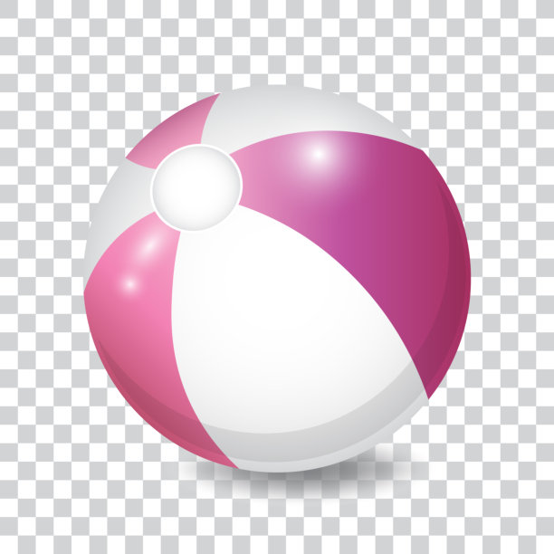 沙滩球，紫色，粉红色和白色的颜色，矢量插图。图片下载