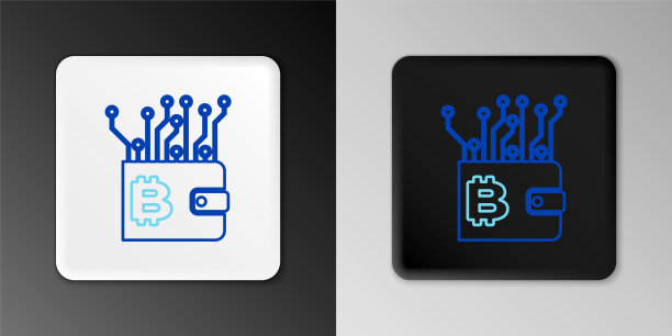 线加密货币钱包图标孤立在灰色背景上。钱包和比特币标志。矿业的概念。货币，支付，现金，支付图标。色彩斑斓的轮廓的概念。向量图片下载