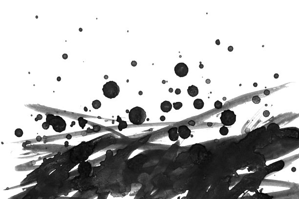 抽象黑色墨水，抽象黑色水彩条纹或笔刷在白色背景上，抽象颜色，抽象纹理图片下载
