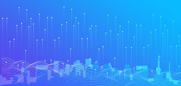 蓝色科技城市背景素材图片