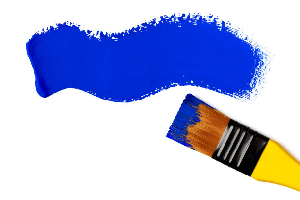 蓝色笔触的画笔(单独在白色上)图片下载