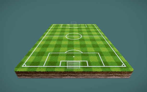 有草地图案的足球场地。三维渲染图片下载