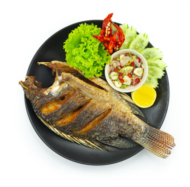 炸鱼配甜辣椒鱼露泰国食品图片下载