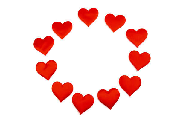 红心，孤立在白色背景上。装饰元素为设计情人节，请柬，封面，结婚卡片。图片下载