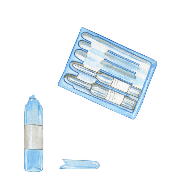 盒子与安瓿和安瓿破碎孤立在白色背景上。水彩手绘插图的医疗岗位，图标，版画，图案，旗帜。图片下载