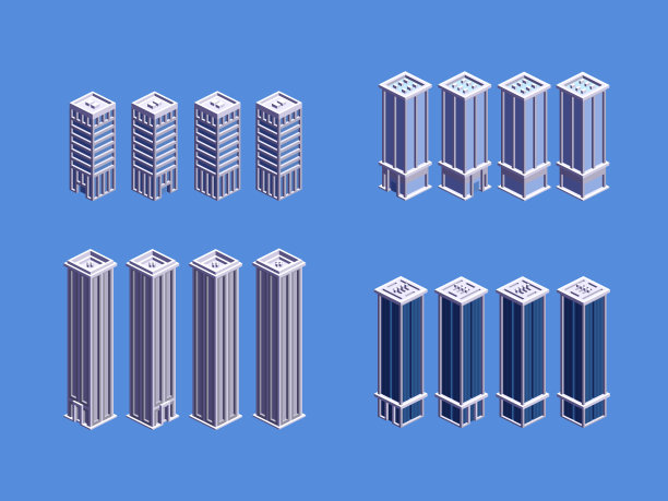 从4个角度看等距建筑图片下载