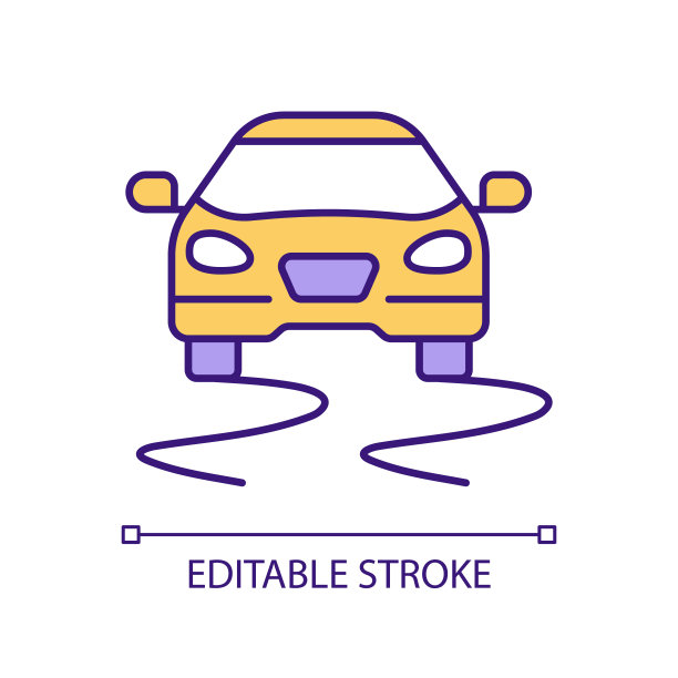 驾驶汽车在结冰的道路上RGB颜色图标图片下载