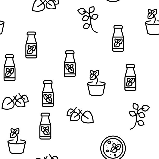 牛至草本植物向量无缝模式图片下载