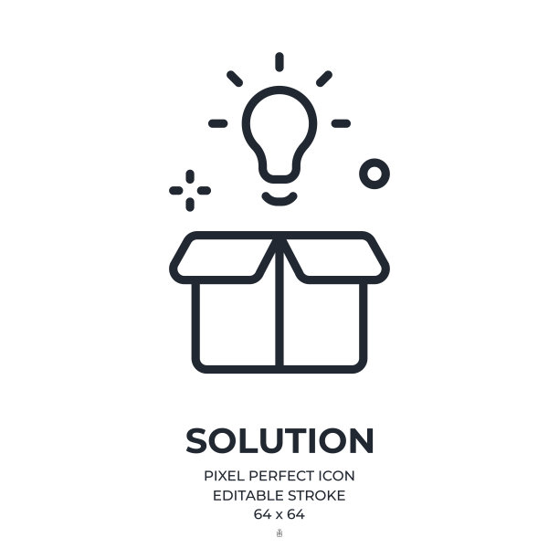 创造性的解决方案概念可编辑的笔画轮廓图标孤立在白色背景平面矢量插图。像素完美。64 x 64。图片下载