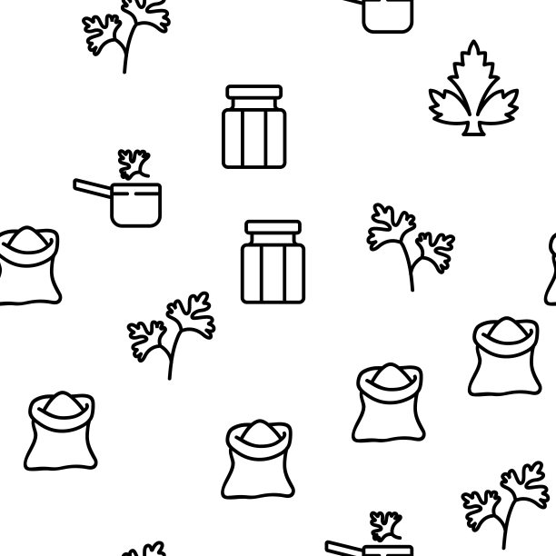 香菜草本植物向量无缝模式图片下载