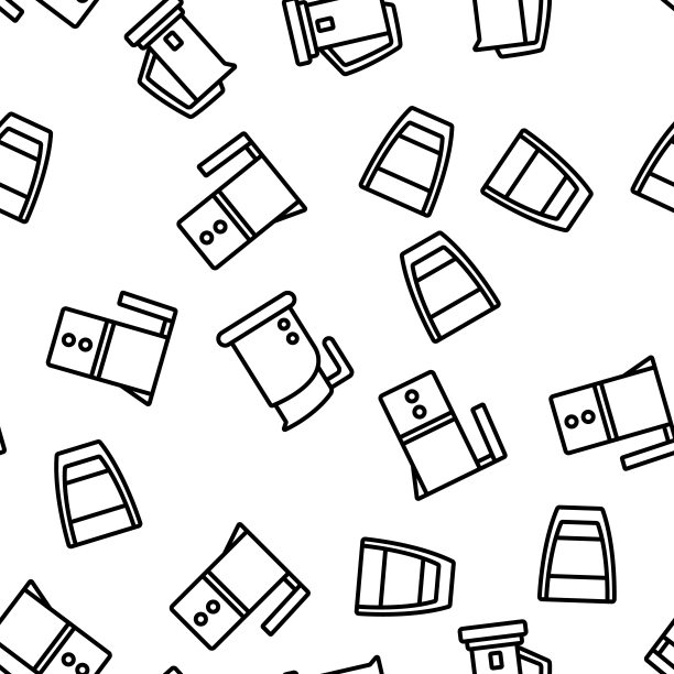 牛奶起泡器设备矢量无缝模式图片下载