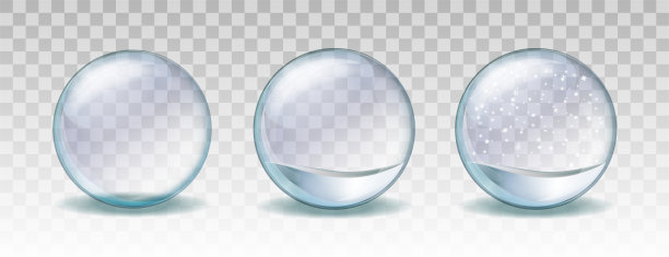 设置在透明背景上的雪花玻璃球或圣诞舞会。图片下载