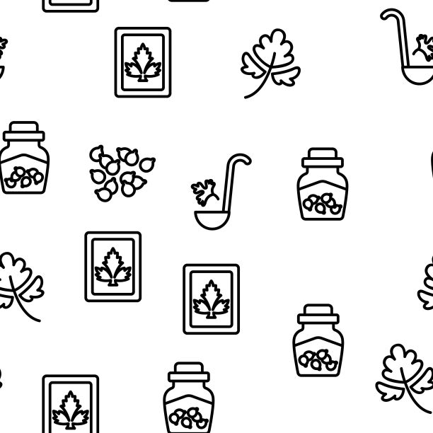 香菜草本植物向量无缝模式图片下载