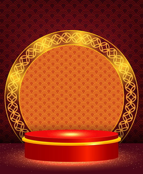 矢量中国新年插图与舞台和亚洲元素图片下载