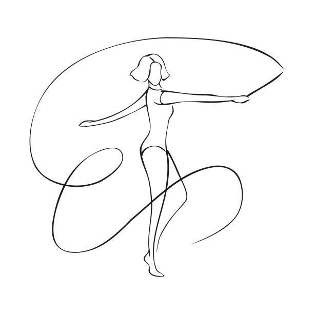 艺术体操彩带女性线条插画图片下载