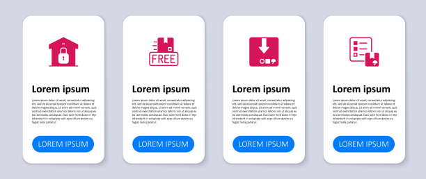 设置验货单，纸箱纸箱，带免费标志纸箱，封闭仓库。业务信息模板。向量图片下载