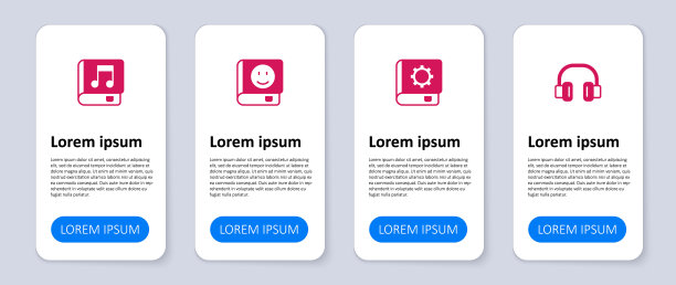 设置耳机，用户手册，书籍和音频书籍。业务信息模板。向量图片下载