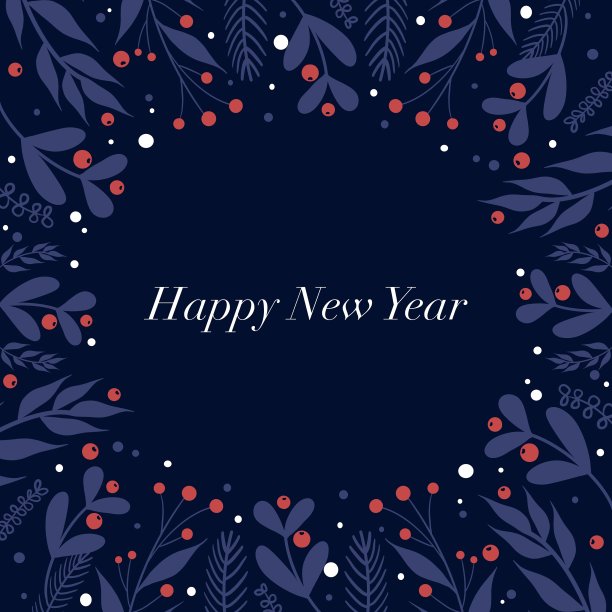 新年贺卡和海报模板与极简的图形和排版图片下载