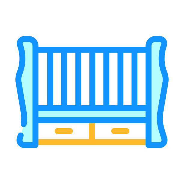 儿童彩色图标的婴儿床矢量插图图片下载