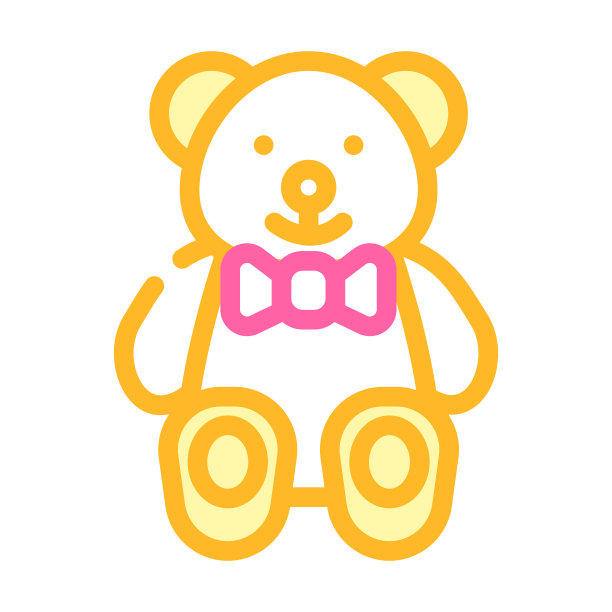 玩具泰迪熊颜色图标矢量插图图片下载