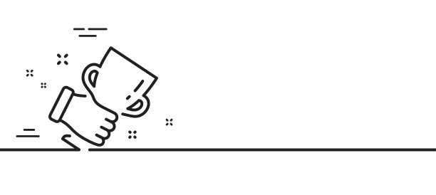 冠军杯线图标。拿奖杯的迹象。最小线模式横幅。向量图片下载