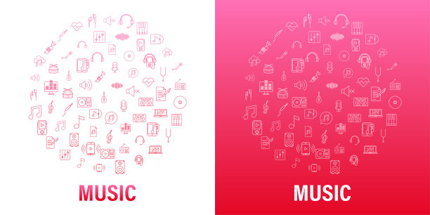 扁平风格的音乐图标。音乐、声音、录音图标。矢量插图。图片下载