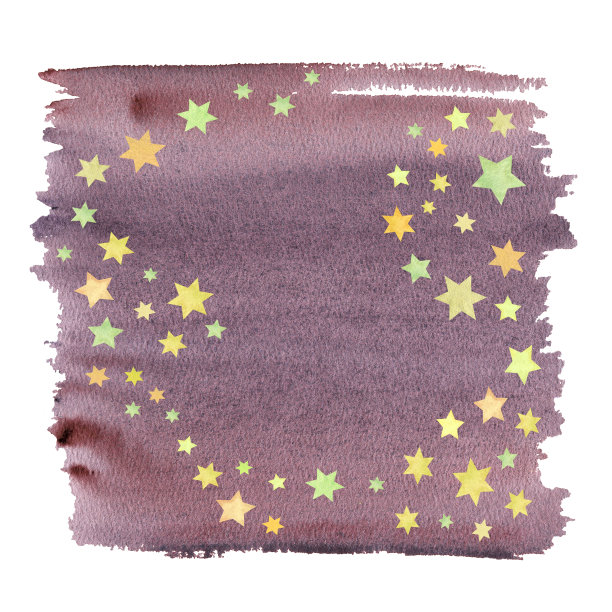 水彩背景紫色斑点与星星图片下载