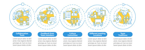 团队合作提升技巧蓝圈信息图模板图片下载