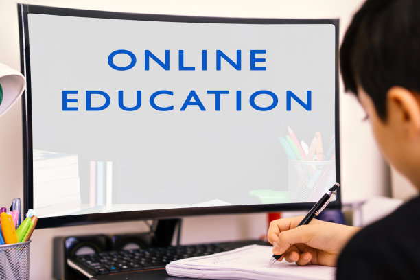 学生在家里对着电脑工作，在家里进行远程学习图片下载