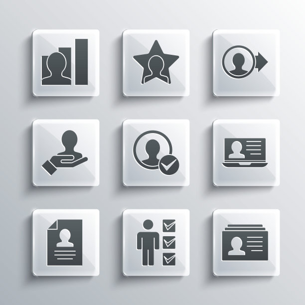 设置用户的人在商务西装，简历，笔记本电脑的简历，创建帐户屏幕，手搜索人，生产力和图标。向量图片下载