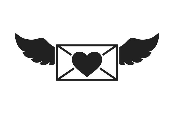 信封与心和翅膀的图标。爱的信息。情人节和爱情的象征。孤立的矢量图图片下载