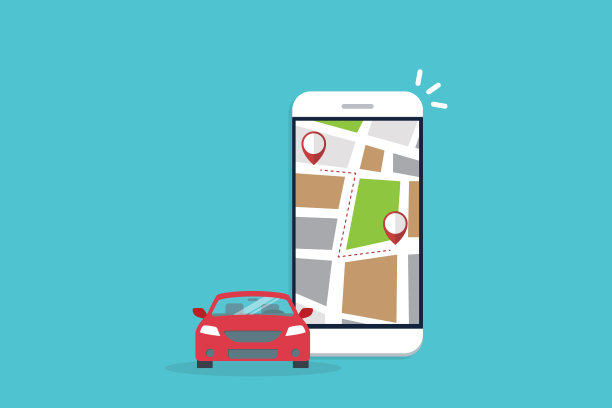 移动GPS导航，旅游旅游概念。矢量地图上的手机和汽车GPS坐标。城市道路和街道可以通过智能手机导航进行搜索。图片下载