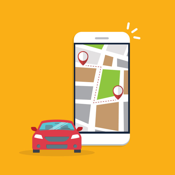 移动GPS导航，旅游旅游概念。矢量地图上的手机和汽车GPS坐标。城市道路和街道可以通过智能手机导航进行搜索。图片下载