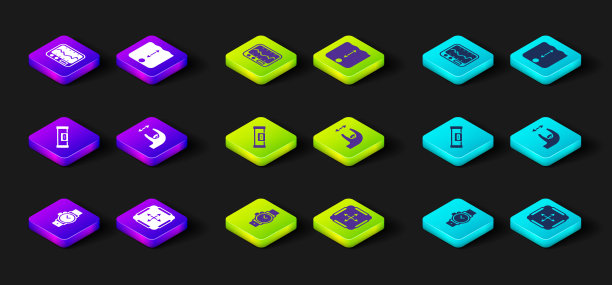 设置腕表，面积测量，施工气泡水平，近似测量，深度和测量仪器图标。向量图片下载