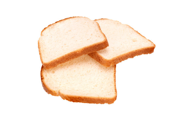 两片被隔离在白色背景上的小麦面包。侧视图图片下载