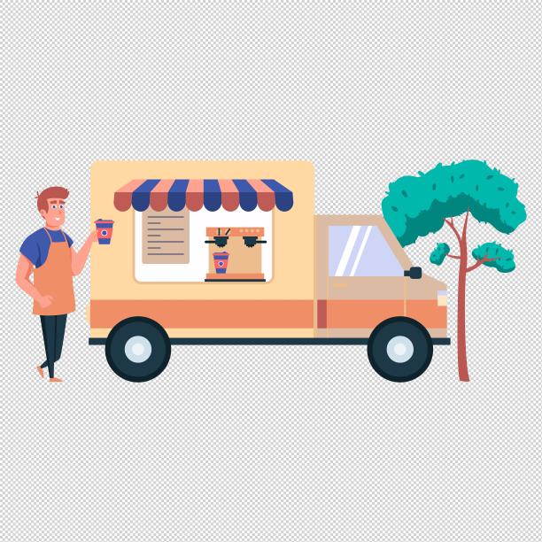 服务员餐车咖啡图片下载