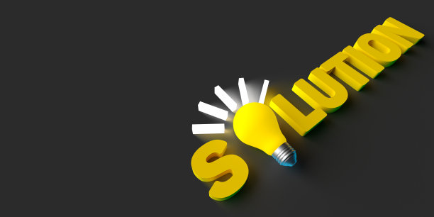 解决方案文本和灯泡上的黑色复制空间图片下载