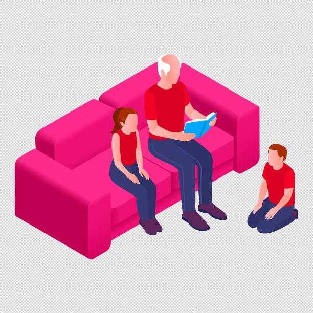 老人讲故事小孩图片下载