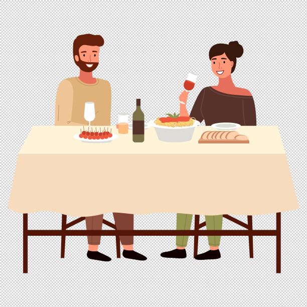 男女餐桌用餐图片下载