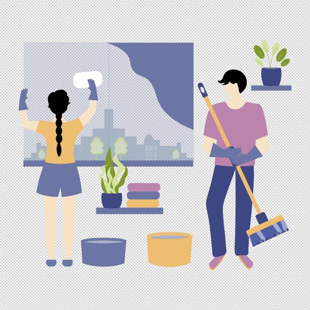 男女打扫卫生图片下载