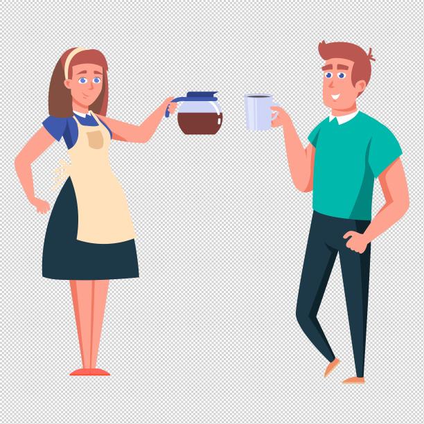 男女咖啡壶咖啡图片下载