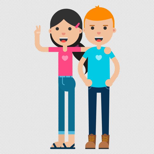 男女志愿者站立图片下载